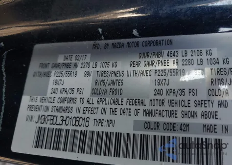 2017 Mazda Cx-5 Grand Touring из США, поврежденный, VIN JM3KFBDL3H0106016